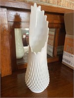 Milk glass swung vase