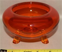 MCM Viking Persimmon Art Glass 3 Toed Bowl