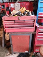 6 drawer tool box with contents, rolling metal