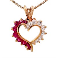 1/2 Carat Ruby & Diamante Heart Pendant SS