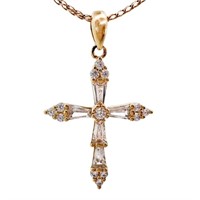 1/2 Carat White Quartz Cross Pendant Sterling