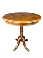 SOLID WALNUT HEAVY CARVED PEDESTAL TABLE
