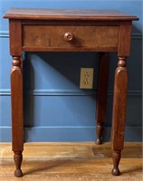 Antique Turn Leg Single Drawer Side Table