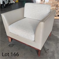 Beige Bernhardt Lobby Chair w/ Grey Fabric Seats