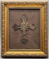 Ornate 3-D Wall Art: Cross in Gold Tone Frame
