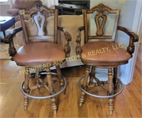 (2) BAR CHAIRS, LEATHER SEATS