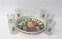 Becks Bier Tray & Glasses