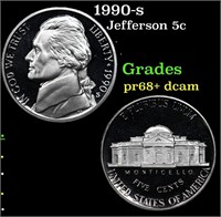 Proof 1990-s Jefferson Nickel 5c Grades GEM++ Proo