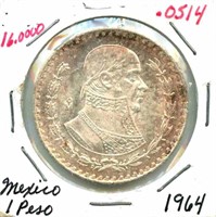 1964 Mexican Silver 1 Peso