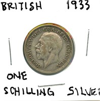 1933 British Silver 1 Shilling