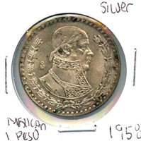 1958 Mexican Silver 1 Peso