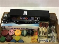 Group of Toys Including Mobil Race Car