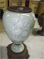 High Glazed Porcelain. Oil Lamp Base Floral Design