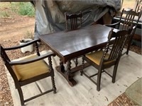 Timber dining table & 5 chairs
