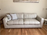 Bernhardt leather couch with pillows