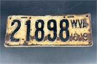 1918-19 WEST VIRGINIA LICENSE PLATE #21898