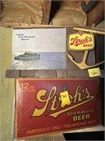 Stroh's Beer Advertising Sign and Stroh's Beer Box