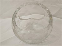 Etched Crystal Glass Basket