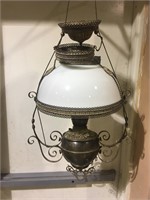 OIL HANGING LAMP BEEN CONVERTED W/ PRISMS