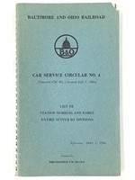 1964 Baltimore & Ohio RR Car Service Circular #4
