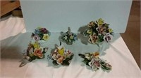 6 porcelain flower arrangements from various