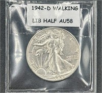 1942-D Walking Liberty Half Dollar AU-58