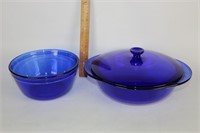 Cobalt Blue Covered Bowl & Mixing Bowl