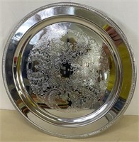 Round Metal Silver Colored Tray