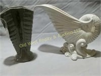 White Royal Haeger & Gray Vase