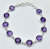 925 Sterling Silver 8.90 cts Amethyst Bracelet