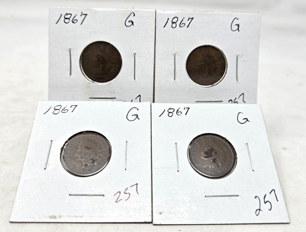 (4) 1867 Cents G