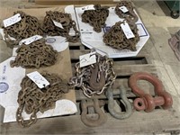SEVERAL HEAVY DUTY CHAINS  / CLEVIS HOOKS