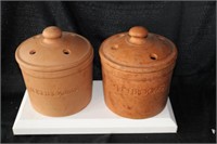 2 Italian Mushroom Clay Pots