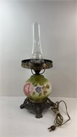 HAND PAINTED GLASS LAMP W/ NO SHADE