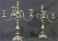 PAIR OF BAROQUE SILVER PLATED CANDELABRA