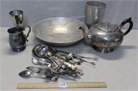 PRETTY SILVER PLATE ACCENTS INCLUDING TEAPOT