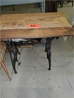 WHITE TREADLE SEWING MACHINE BASE WOOD TABLE TOP