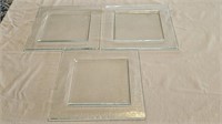 3 Textured Glass Square Plates