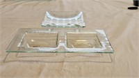 Textured Glass Segmented Dish & Sq. Glass Dish