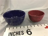 Pottery kitchen bowls blue or maroon