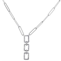 .30 Ct Diamond Fancy Paperclip Necklace 10 Kt