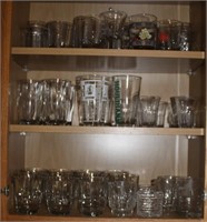 CONTENTS OF KITCHEN CABINET TUMBLERS, HIGH BALLS,
