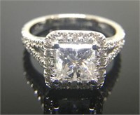 3.00 Ct Halo Diamond Princess Engagement Ring