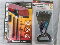 Recessed screw extractor & offset screwdriver set