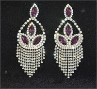 Impressive Vintage Amethyst Crystal Post Earrings