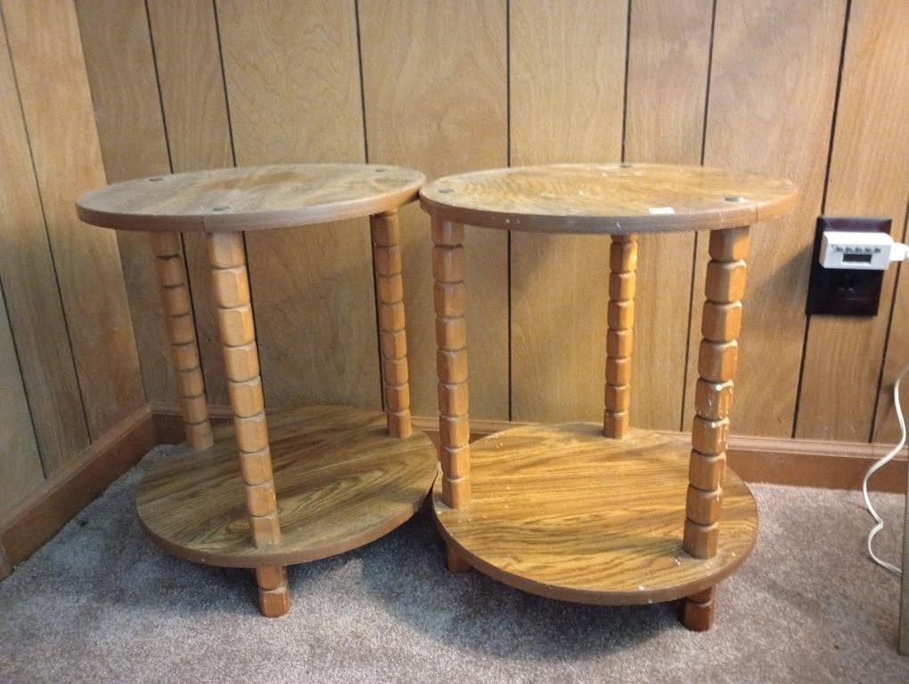 Pair of round side / accent tables, 15 in. dia. x