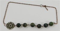 Vintage Unknown Green Stone Necklace - Very