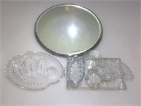 Vintage Mirrored Vanity Tray, Glass Snack Tray