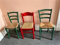 Three Rustic Kitchen Chairs (90 cm H)