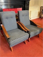 Pair of Mid Century Upholstered Armchairs with